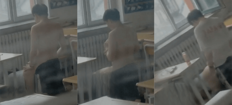 阜新市阜新高等专科学校「张芯冉」和对象在教室偷吃禁果被同学录下来了并曝光