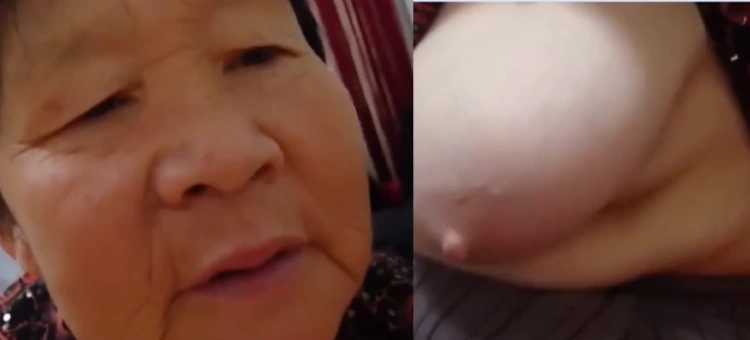 小伙调戏老奶奶，说着话摸着奶奶的奶子