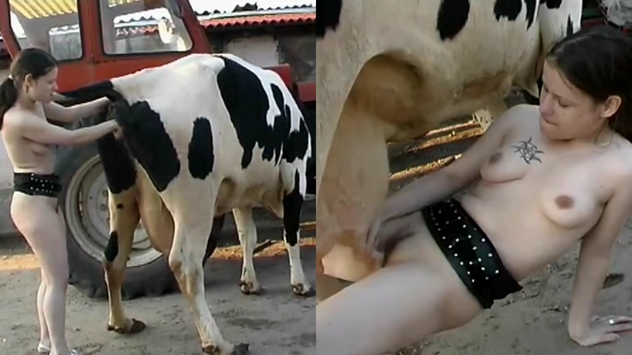 给骚逼喝牛奶 脱光衣服喝刚挤出来的新鲜牛奶 再用奶牛的乳头插进自己的小骚逼
