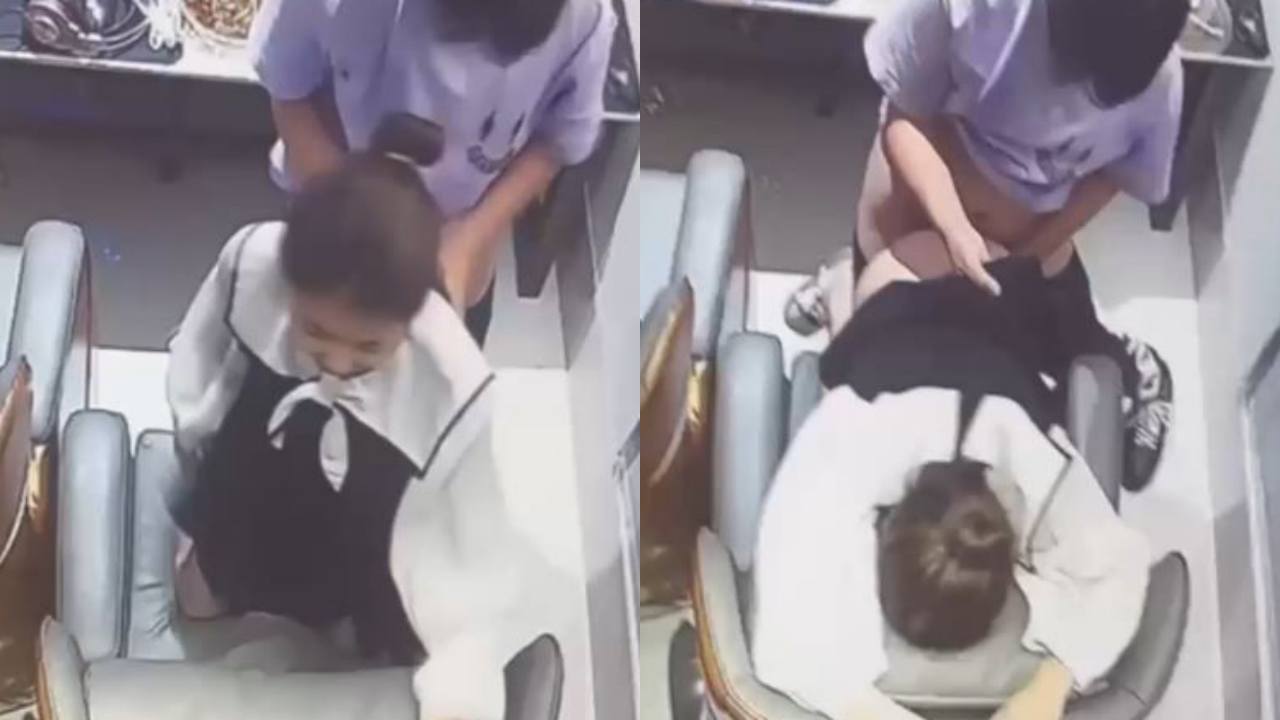 四川德阳网吧大瓜 招的暑假兼职学生妹前台 夜班工作期间和男友在监控下打炮