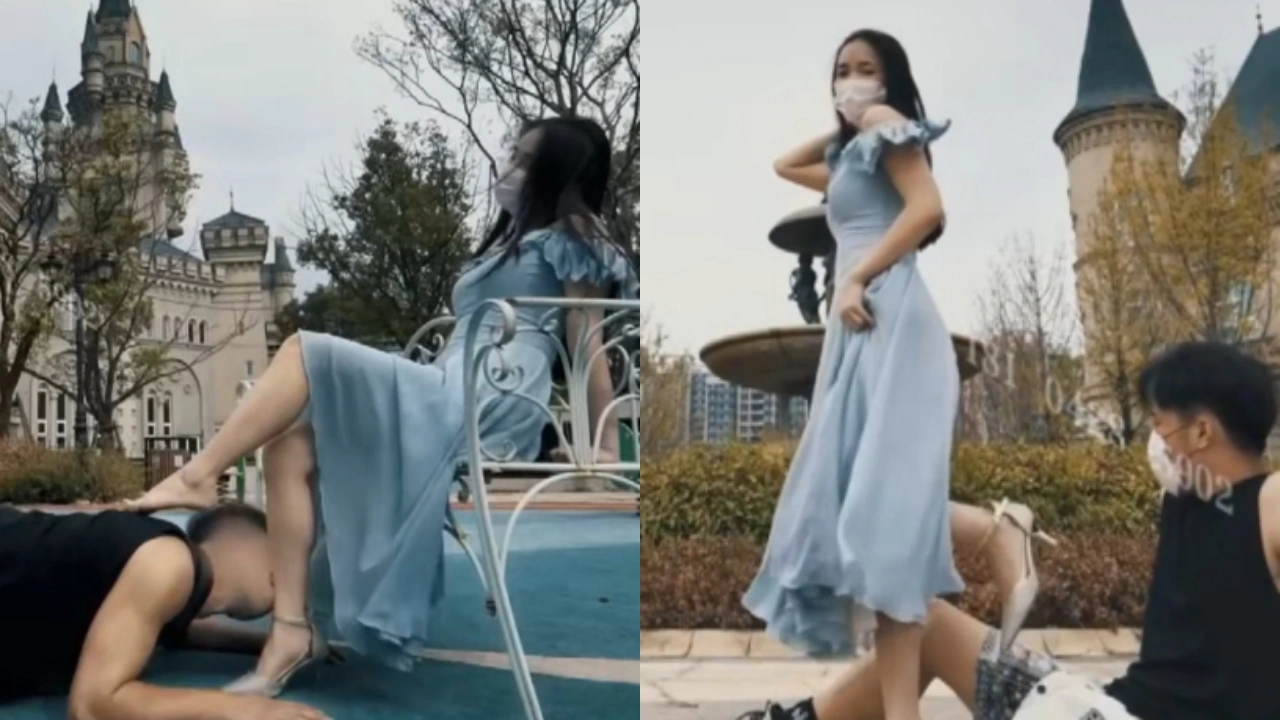妖女虐待小狼狗 这么大的鸡巴不拿来操自己 脚踩又踹简直是铁鸡巴抗造