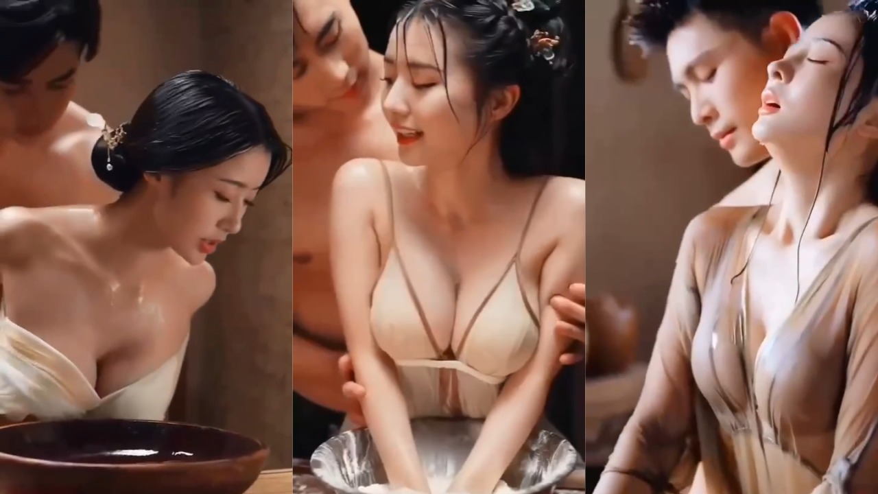 抖音尺度越来越大了 大奶嫂子揉面团越揉越热 小叔子从身后为她宽衣解带露出双峰
