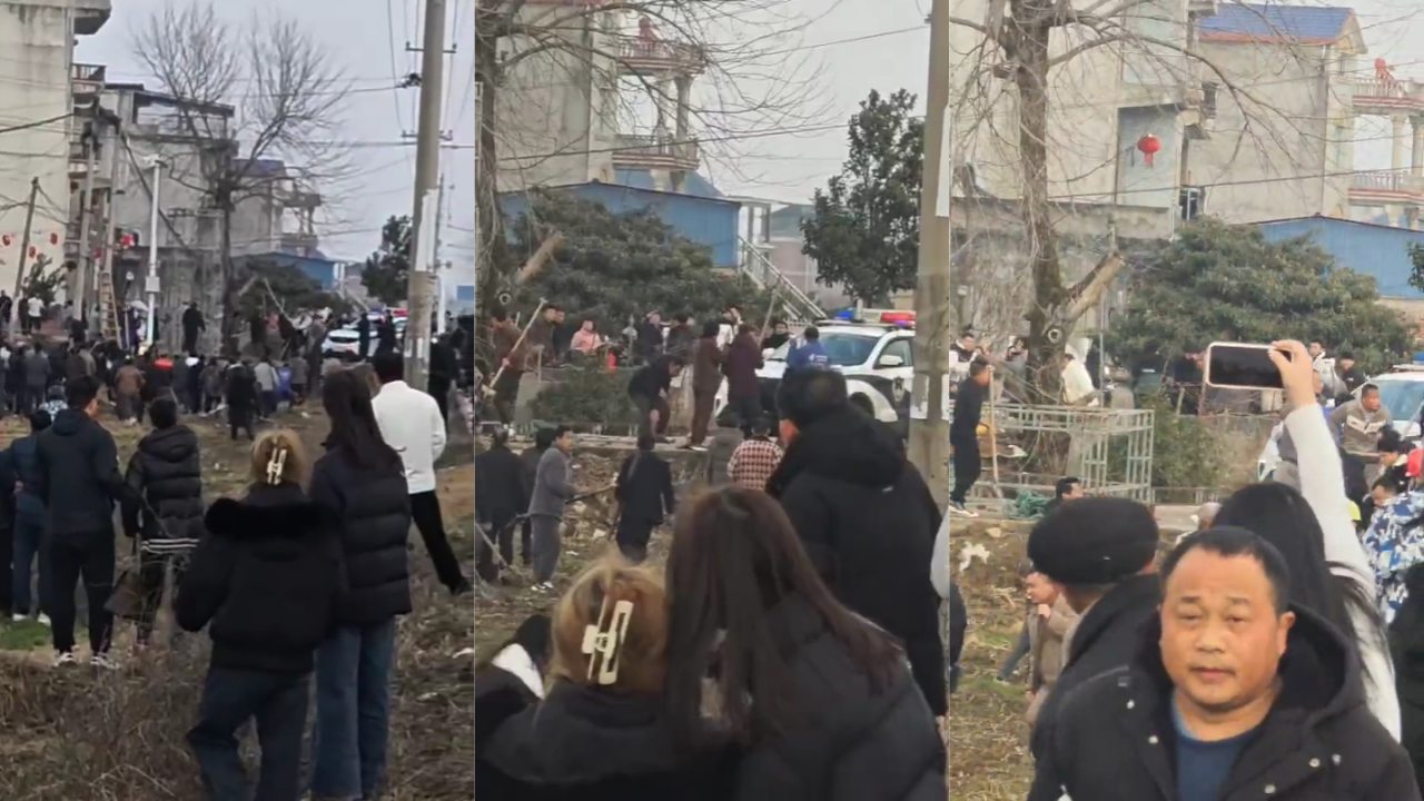 革命摇篮血性足 江西余干县两村村民集体械斗 场面混乱火爆警察只能当摆设