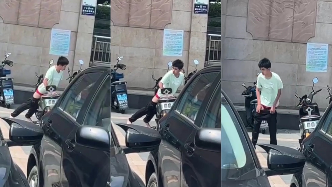 变态！广东海丰美女车主刚刚离开 小伙趁着坐垫还有余温 立即上前脱裤就操 
